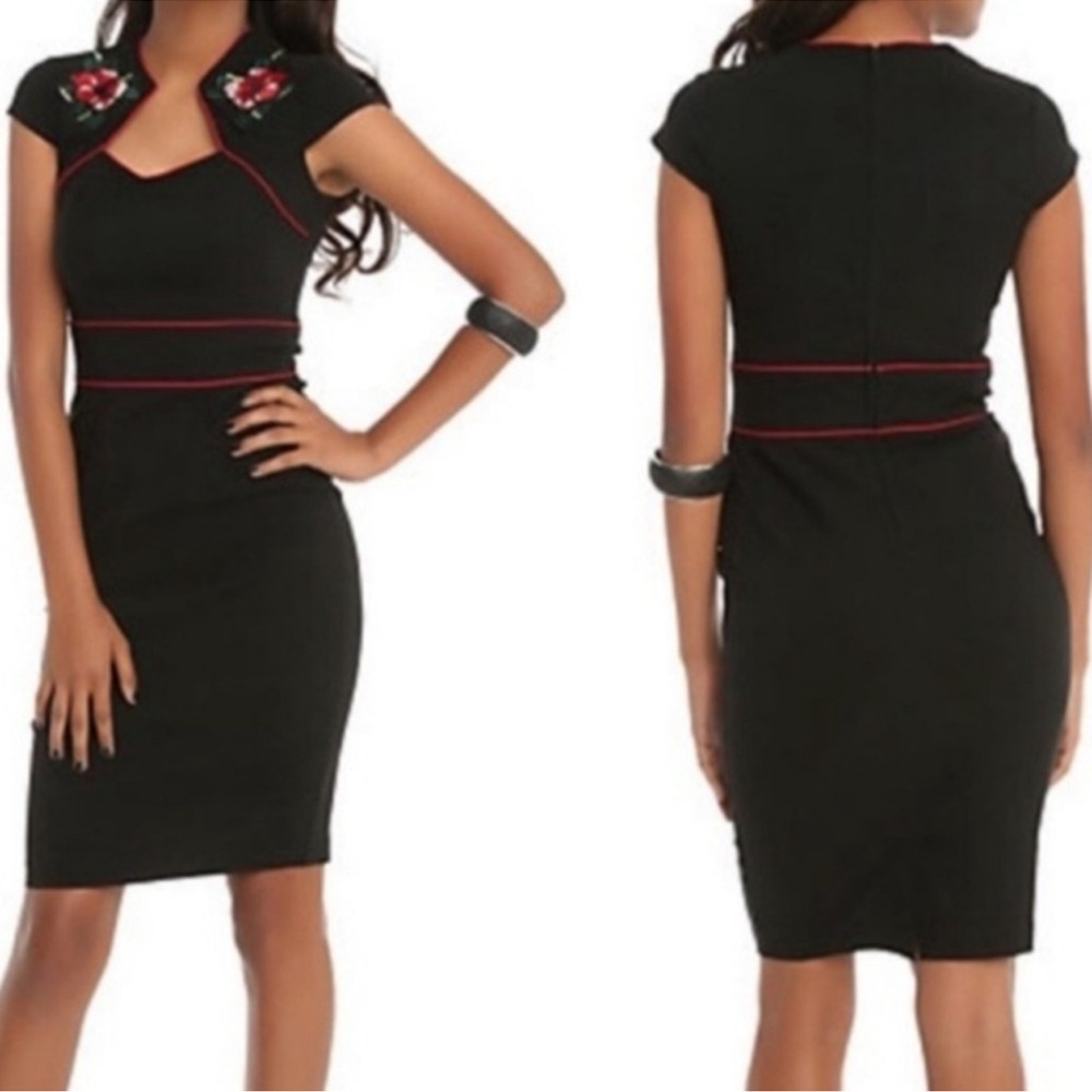 Hell Bunny Hibiscus Dress, Black, Small, NWOT 🌺 - Picture 4 of 8